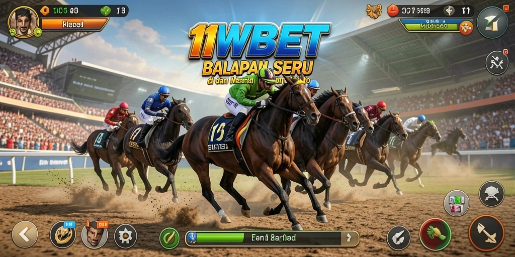 Screenshot gameplay 11WBET menampilkan aksi balapan yang menegangkan.