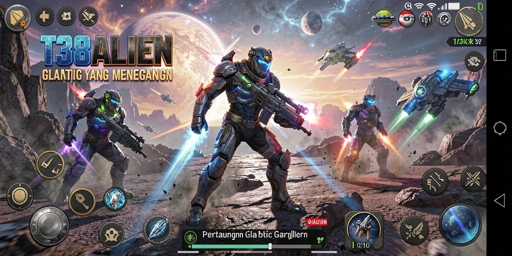 Screenshot gameplay menampilkan pertarungan seru antar alien.