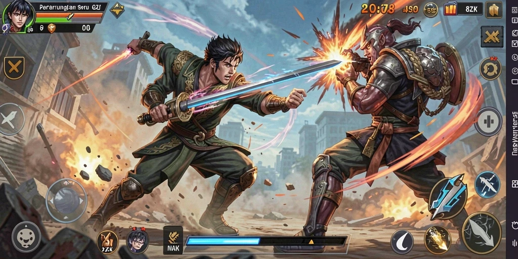 Screenshot gameplay 8ZK menunjukkan aksi seru dan pertarungan mendebarkan.