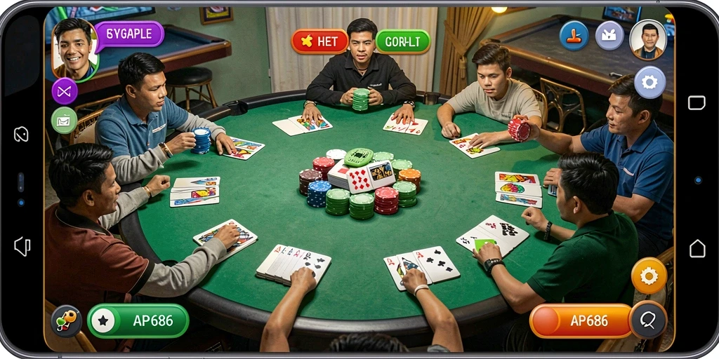 Tampilan gameplay Gaple di AP686 yang menarik dan interaktif.