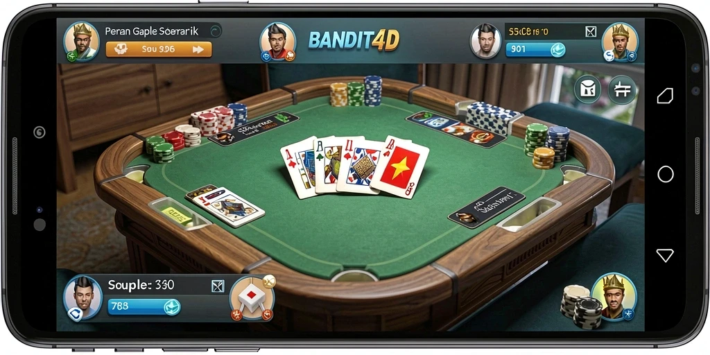 Tampilan gameplay Gaple yang menarik dan interaktif di BANDIT4D.