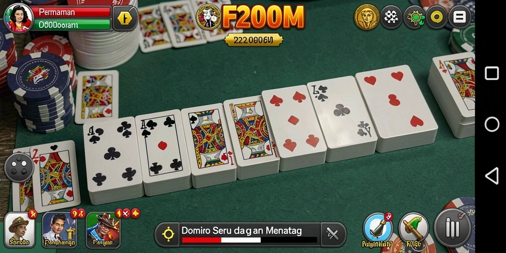 Tampilan gameplay seru dalam permainan Domino F200M.