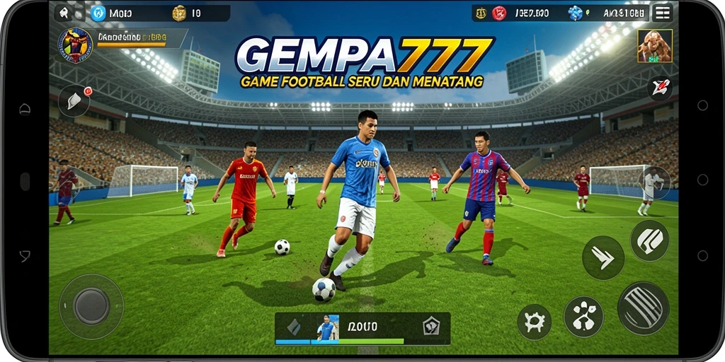 Tampilan gameplay seru di GEMPA777 dengan aksi sepak bola nyata.