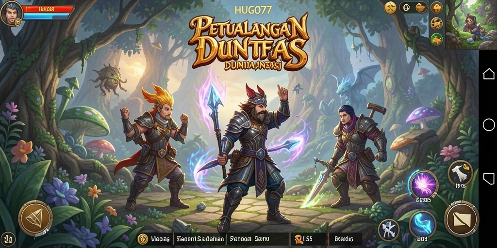 Tampilan utama gameplay HUGO77 dengan aksi petualangan yang mendebarkan.