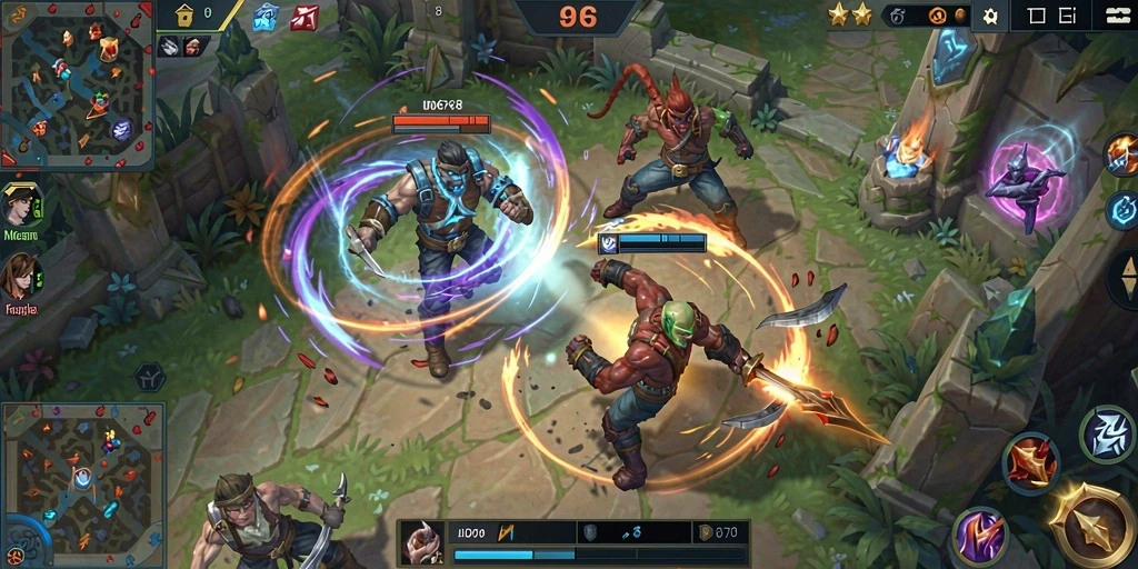 Tampilan gameplay seru di ID678 dengan aksi MOBA yang mendebarkan.