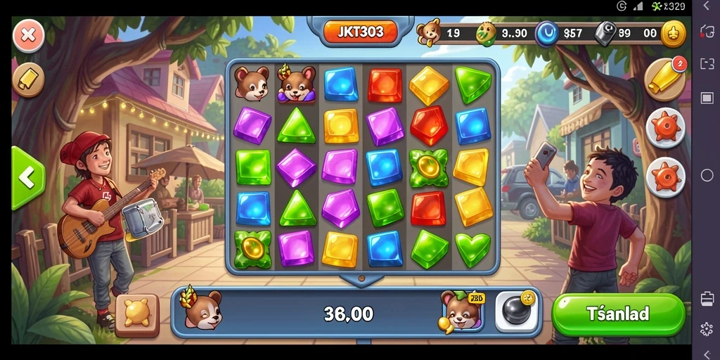 Screenshot gameplay JKT303 dengan elemen Match-3 yang menarik.