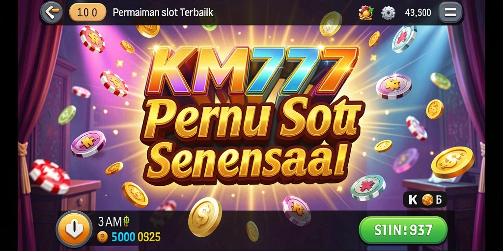 Screenshot gameplay KM777 menampilkan mesin Slot yang penuh warna dan menegangkan.