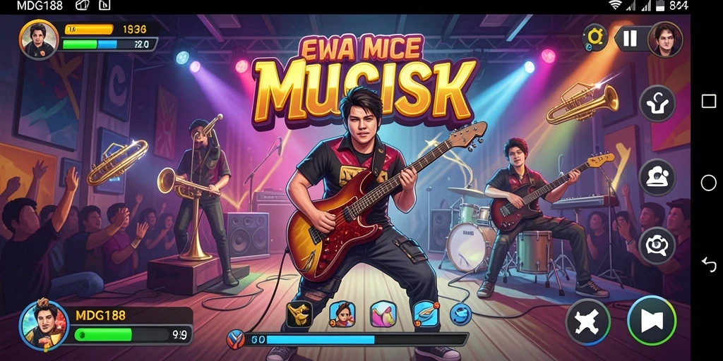 Tampilan gameplay MDG188 dengan berbagai lagu musik yang menarik.