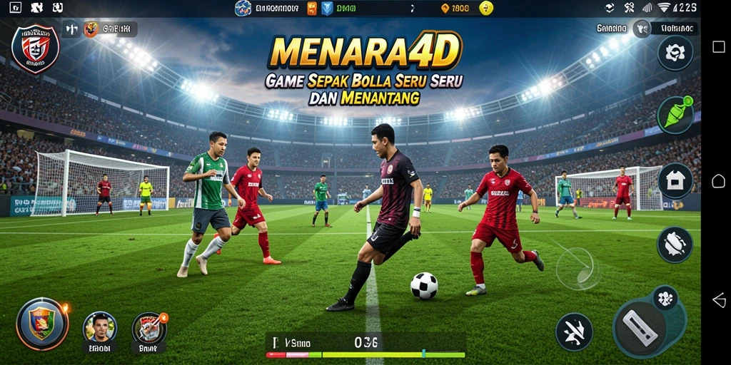 Gameplay MENARA4D yang seru dalam aksi pertandingan sepak bola.