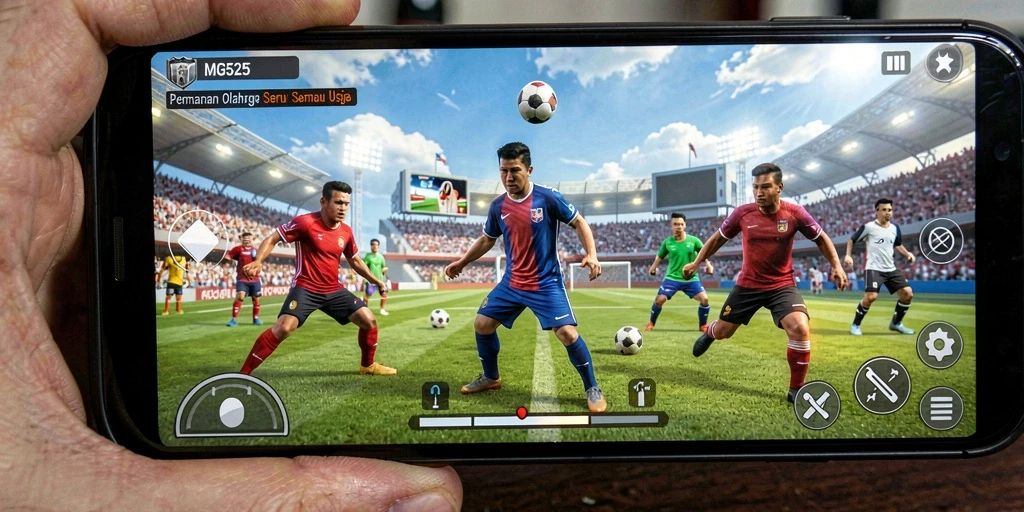 Gameplay MG525 menampilkan aksi olahraga yang penuh semangat dan kompetisi.