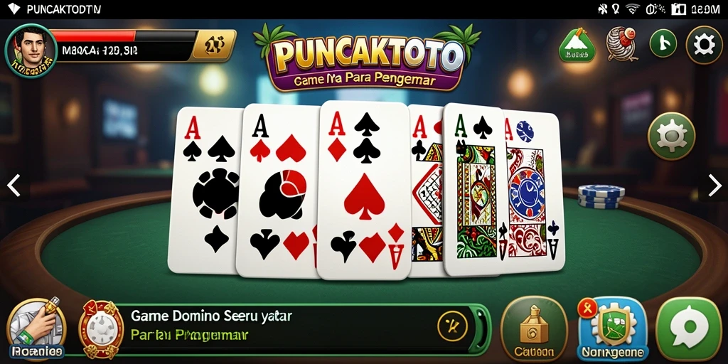 Tangkapan layar PUNCAKTOTO menunjukkan gameplay Domino yang seru.