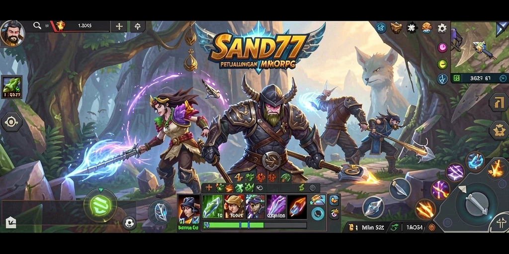 Screenshot gameplay SAND77 menampilkan aksi seru di dunia MMORPG.