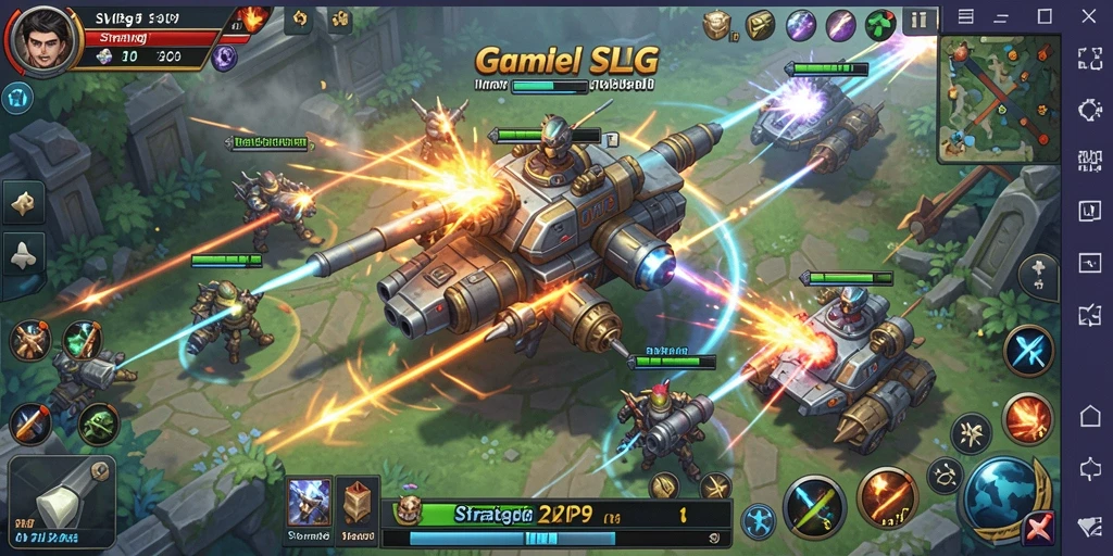 Screenshot utama SVIP9 menunjukkan pertempuran epik dalam game SLG.