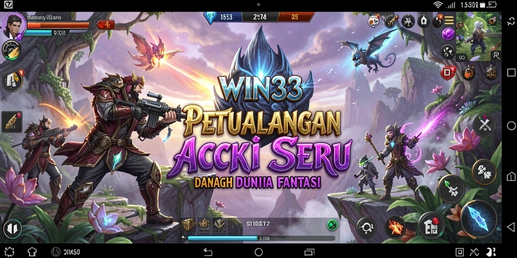 Tangkapan layar gameplay WIN33 menampilkan aksi seru dalam pertempuran ARPG.
