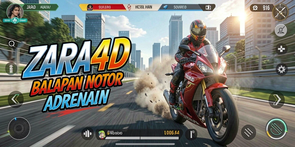 Gameplay ZARA4D menampilkan balapan motor yang seru dan menegangkan.